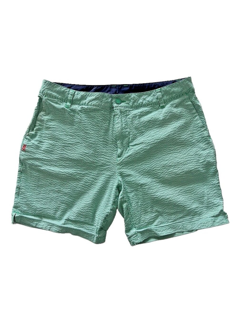 RHONE Men's Size 34 x 7 Seersucker GOLF Resort Shorts Green White Striped Comfy